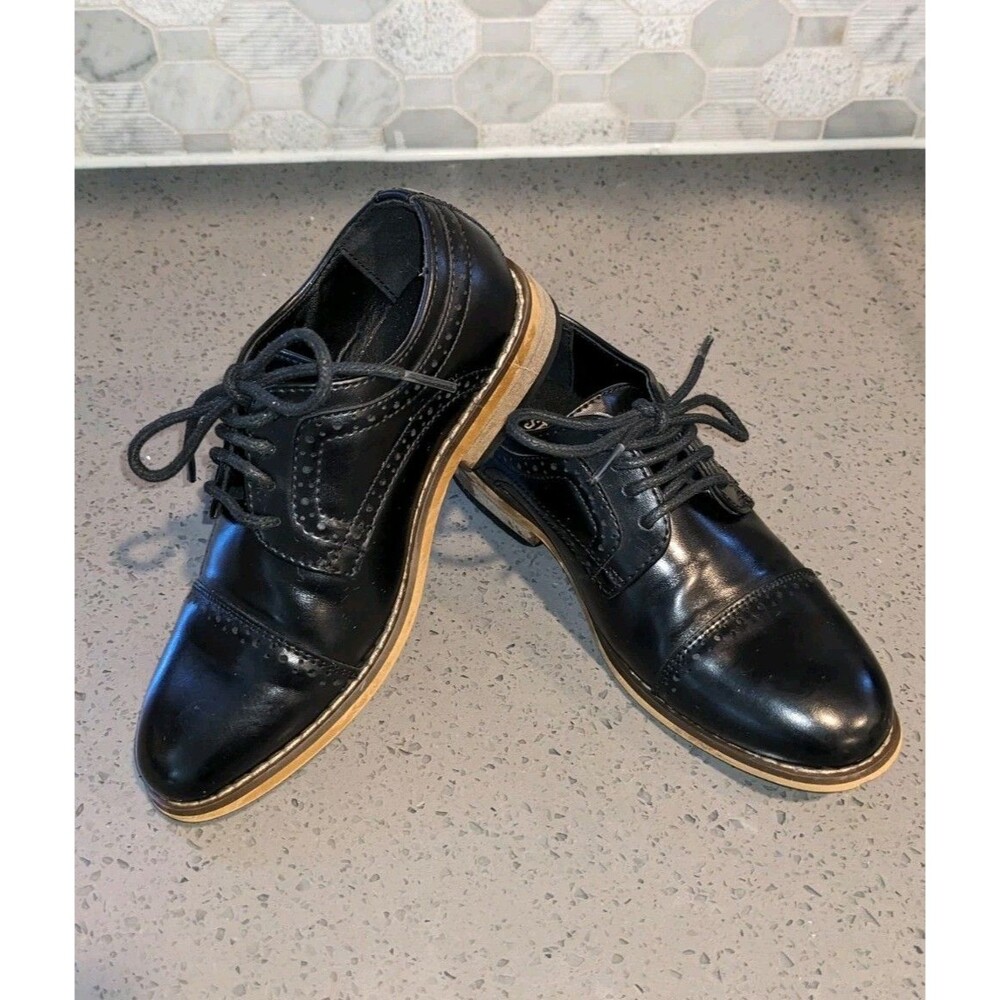Stacy Adams Dickinson Boys Black Cap Toe Dress Shoes Size 11M